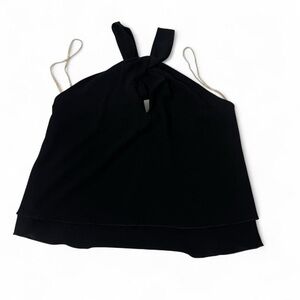 Bacio Black Halter Layered Women's Tank Blouse Small